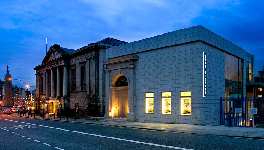 Gate Theatre at night a view of the gate theatre and its modern extension