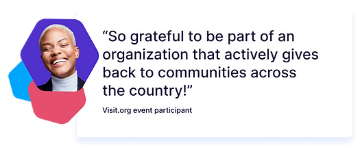 Testimonial "So grateful to be part of an organization that actively gives back to communities across the country!" 